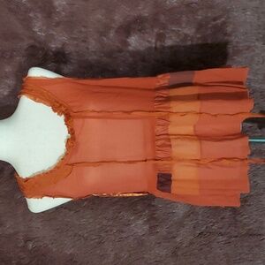 Floreat Sheer Raw Edge Sleeveless Blouse